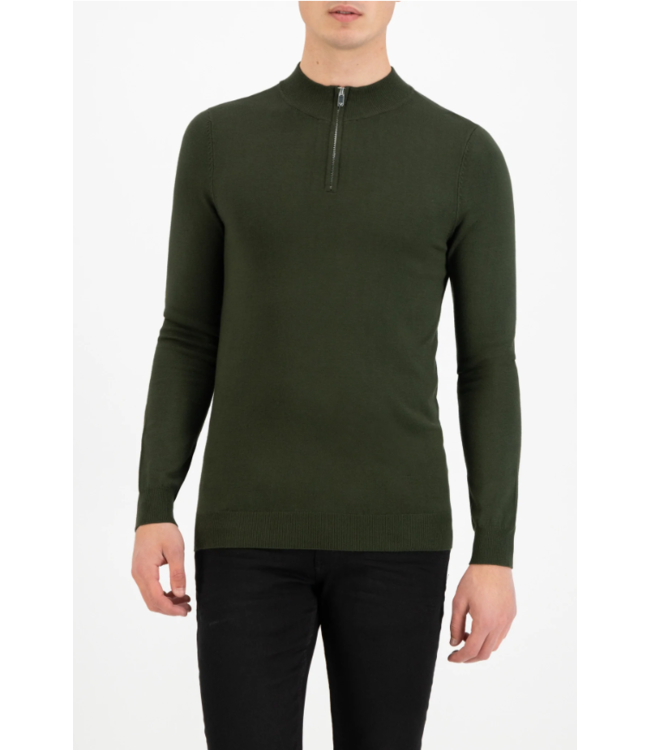 Purewhite PW-Essential Knit Half Zip - Army Green