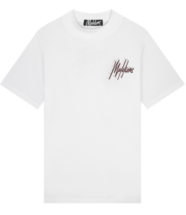 Malelions Malelions MM1-AW23-05 Men Oversized 3D Graphic T-Shirt White/Burgundy
