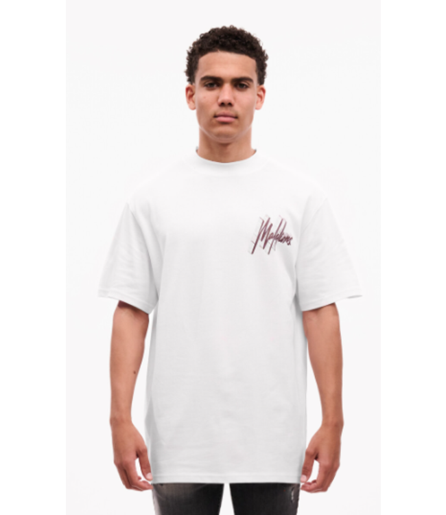 Malelions Malelions MM1-AW23-05 Men Oversized 3D Graphic T-Shirt White/Burgundy