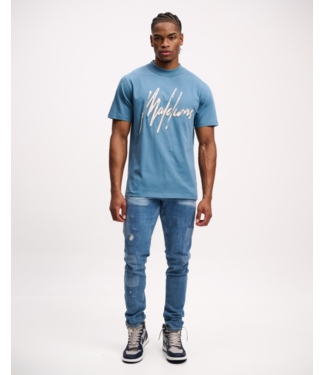 Malelions Malelions Men Destroyed Signature T-Shirt - MM1-SS24-27 - Slate Blue/Cement