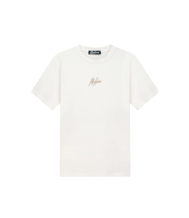 Malelions Malelions MM1-SS24-09 Men Striped Signature T-Shirt - Off-White/ Taupe