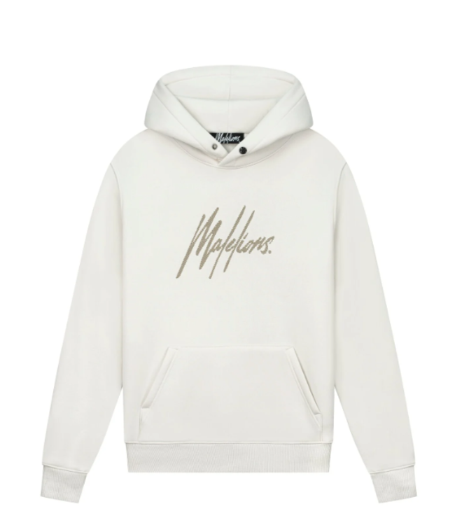 Malelions Malelions MM1-SS24-07 Men Striped Signature Hoodie - Off - White / Taupe