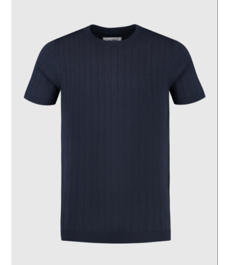 pure path PW 24010808 Vertical Striped Knitwear T-Shirt /Navy