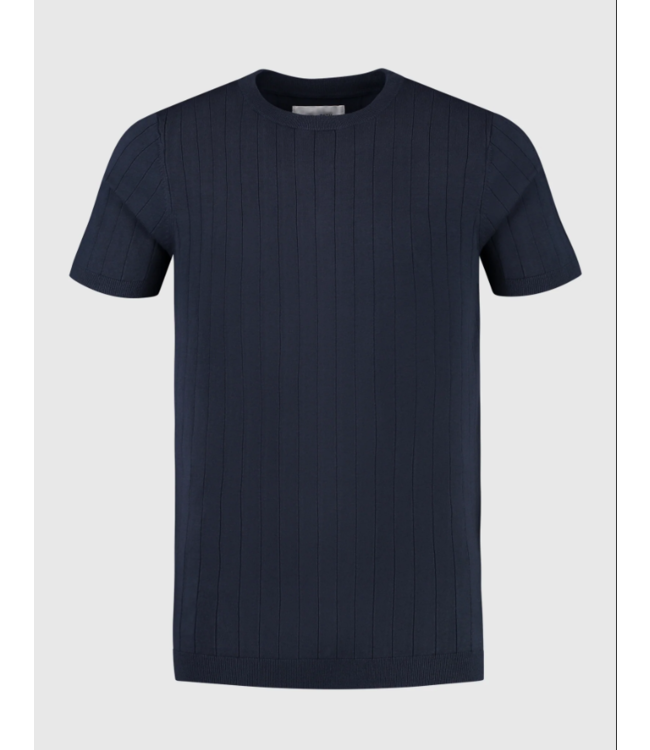 pure path PW 24010808 Vertical Striped Knitwear T-Shirt / Navy