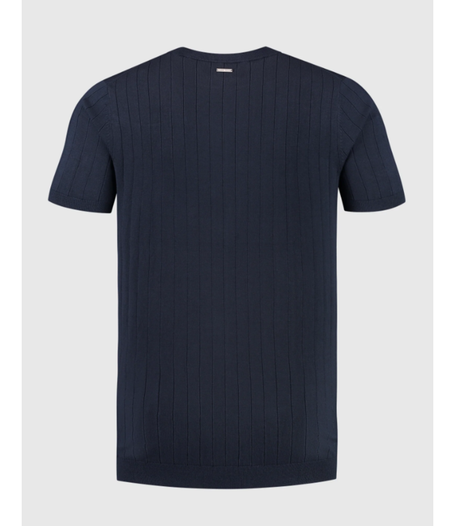 Pure Path PW 24010808 Vertical Striped Knitwear T-Shirt / Navy