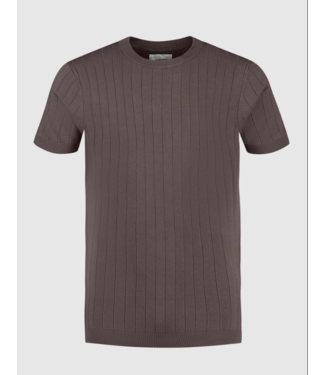 pure path PW 24010808 Vertical S triped Knitwear T-Shirt/ Brown