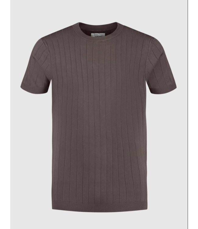 pure path PW 24010808 Vertical Striped Knitwear T-Shirt / Brown