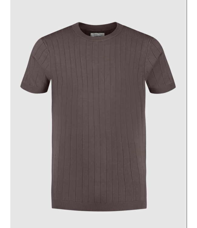 Pure Path PW 24010808 Vertical Striped Knitwear T-Shirt / Brown