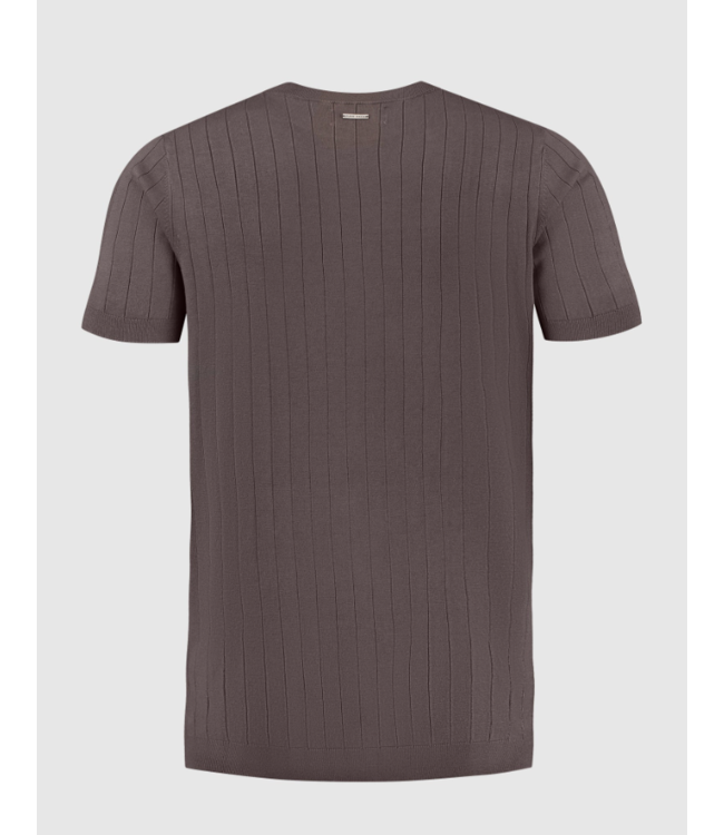Pure Path PW 24010808 Vertical Striped Knitwear T-Shirt / Brown