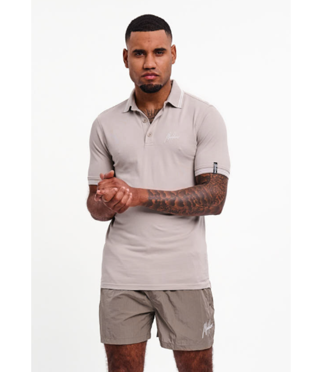 Malelions Malelions Men Signature Polo Taupe/White