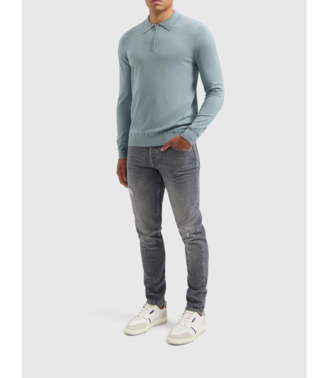 Pure Path Pure Path Halfzip Polo Knitwear 24030806 Blue Grey