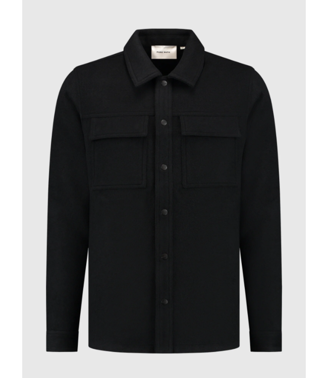 Pure Path Pure Path Flannel Overshirt 02-Black