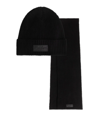 Malelions Malelions Men Ribbed Beanie Scarf Set - Black