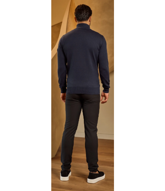 Malelions Men Knitted Quarter Zip MM3-AW24-09-Navy