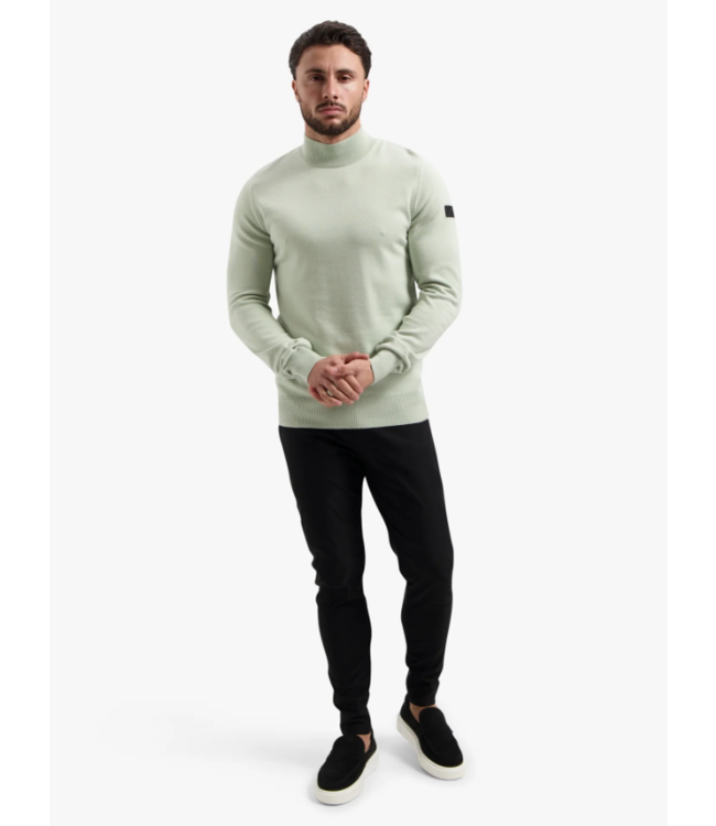 Malelions Malelions Men Knitted Mock Neck Sweater- Pale Aqua