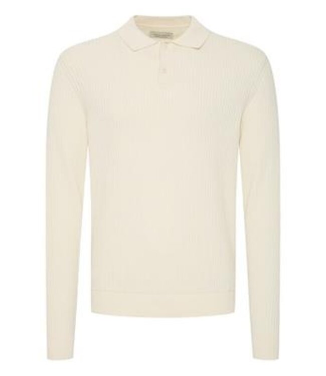Casual Friday Casual Friday LS Ribbed Polo Knit - Off White 20505493