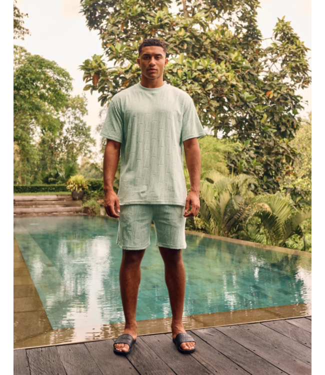 Malelions Malelions Men Monogram Towelling T-Shirt - Pale Aqua MM3-SS25-23