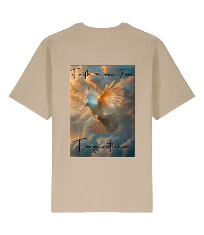 FM SUITS Forgive Them Tee - Faith Hope Love Beige
