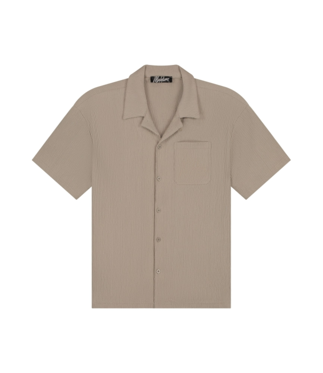 Malelions Malelions Men Seersucker Shirt- Taupe MM3-SS25-19