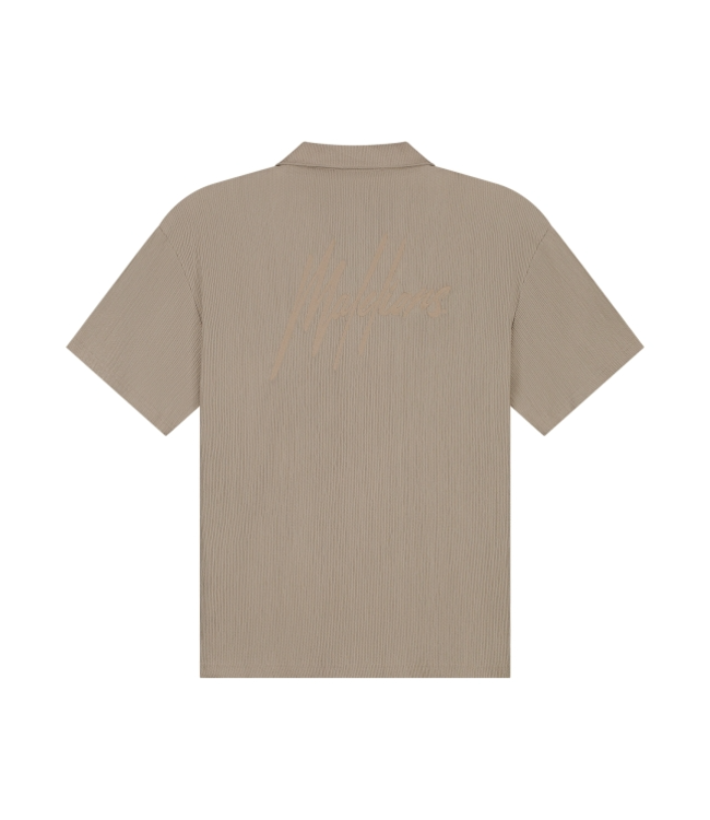 Malelions Malelions Men Seersucker Shirt- Taupe MM3-SS25-19