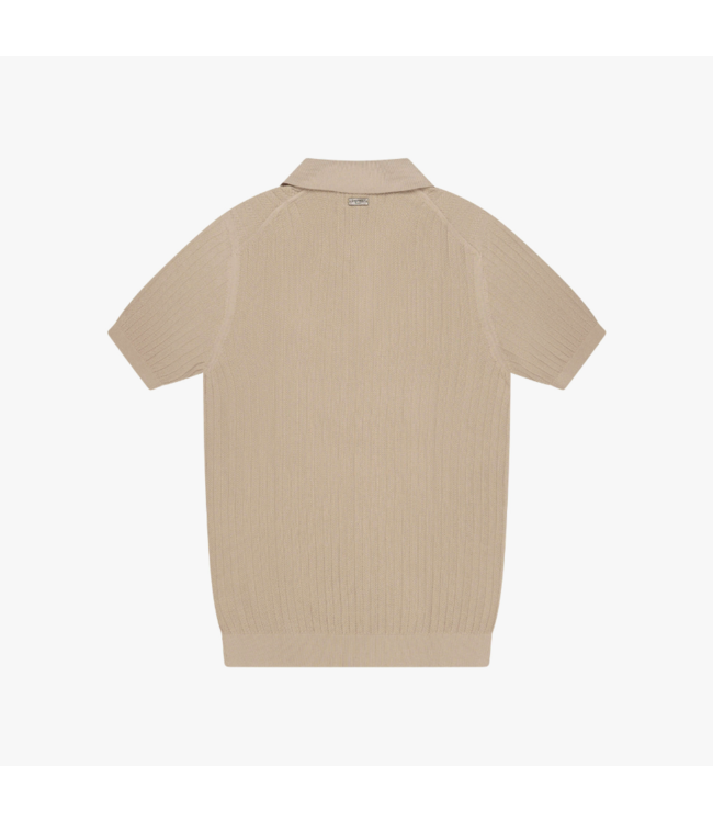 Quotrell Quotrell Cairo Knitted Polo - Greige/White