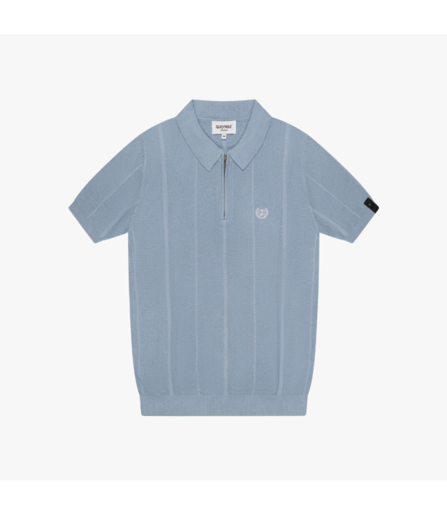 Quotrell Quotrell Cruz Knitted Polo - Muted Blue/White