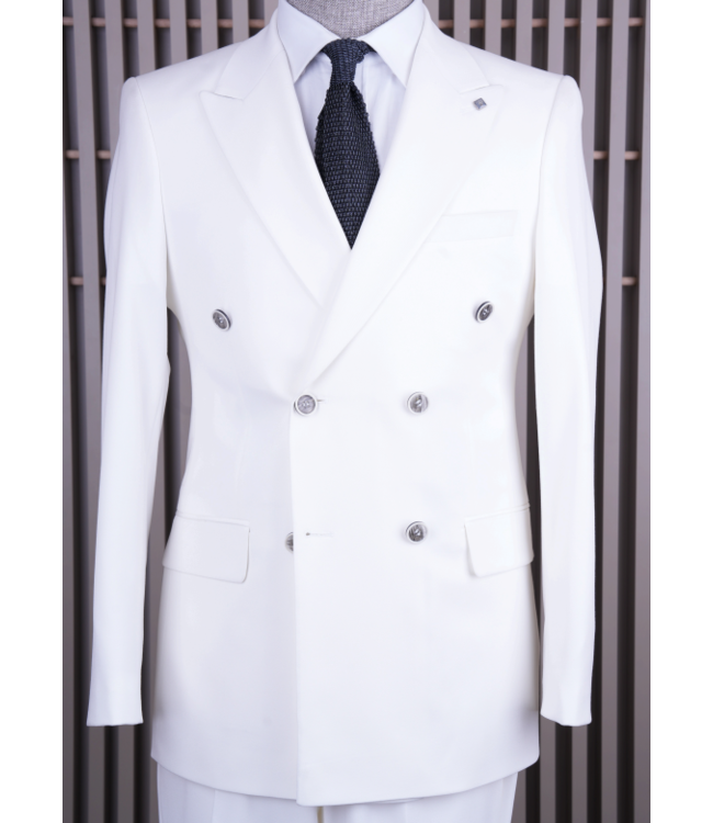 FM SUITS Double Breasted Suit CSB 7322 White