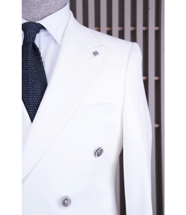 FM SUITS Double Breasted Suit CSB 7322 White