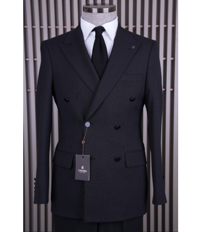 FM SUITS Double Breasted Suit CSB 7418 Black