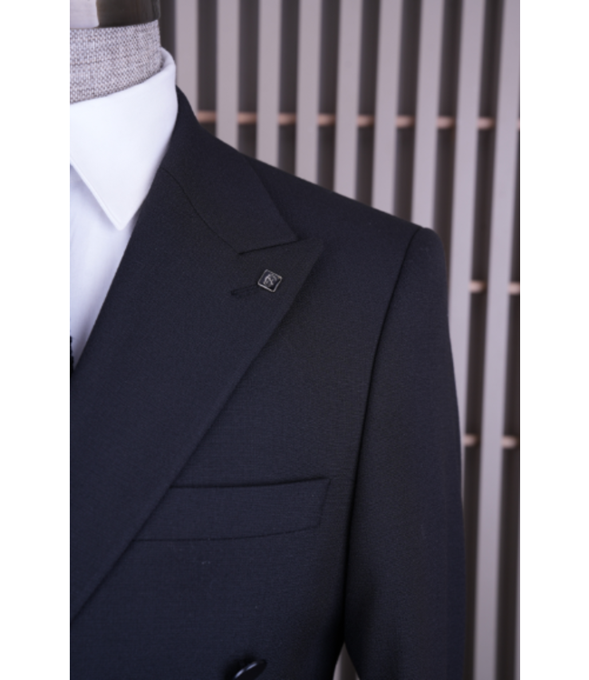 FM SUITS Double Breasted Suit CSB 7418 Black