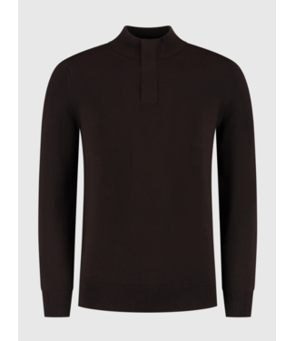 Pure Path Pure Path Knit Hidden Half-zip Sweater Dark Brown