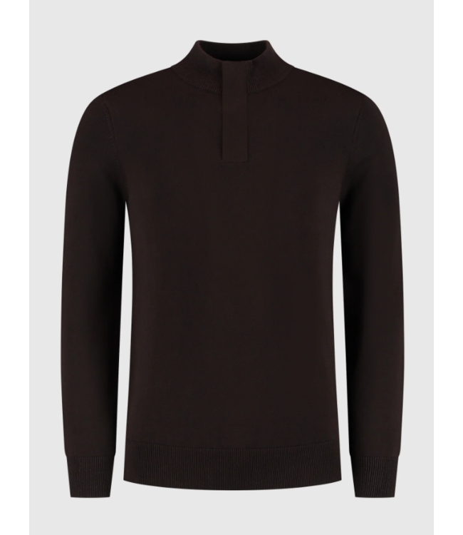 Pure Path Pure Path Knit Hidden Half-zip Sweater Dark Brown