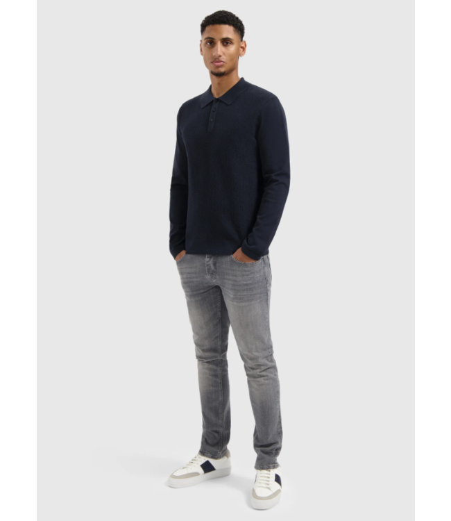 Pure Path Pure Path Braided Structure Knit Polo Dark Navy