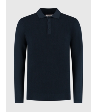 Pure Path Pure Path Braided Structure Knit Polo Dark Navy