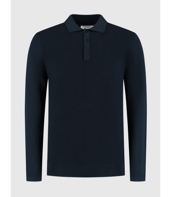 Pure Path Pure Path Braided Structure Knit Polo Dark Navy