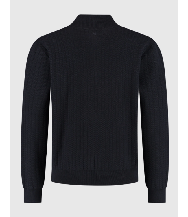 Pure Path Pure Path Jacquard Structure Knit Half-zip Sweater Dark Navy