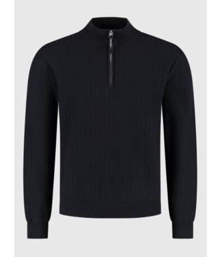 Pure Path Pure Path Jacquard Structure Knit Half-zip Sweater Dark Navy
