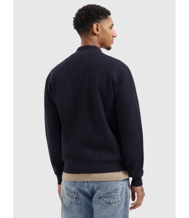 Pure Path Pure Path Jacquard Structure Knit Half-zip Sweater Dark Navy