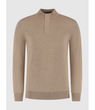 Pure Path Pure Path Knit Hidden Half-zip Sweater Taupe Melange