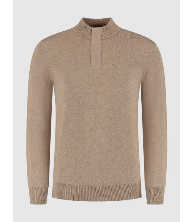 Pure Path Pure Path Knit Hidden Half-zip Sweater Taupe Melange