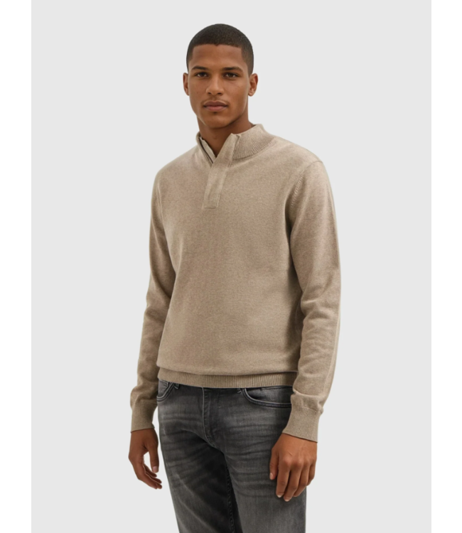 Pure Path Pure Path Knit Hidden Half-zip Sweater Taupe Melange