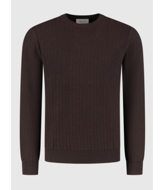 Pure Path Pure Path Jacquard Structure Knit Sweater Dark Brown