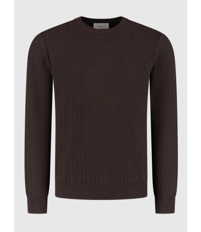 Pure Path Pure Path Jacquard Structure Knit Sweater Dark Brown