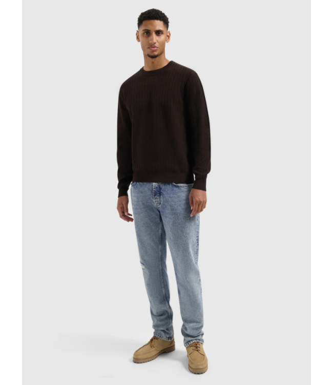 Pure Path Pure Path Jacquard Structure Knit Sweater Dark Brown