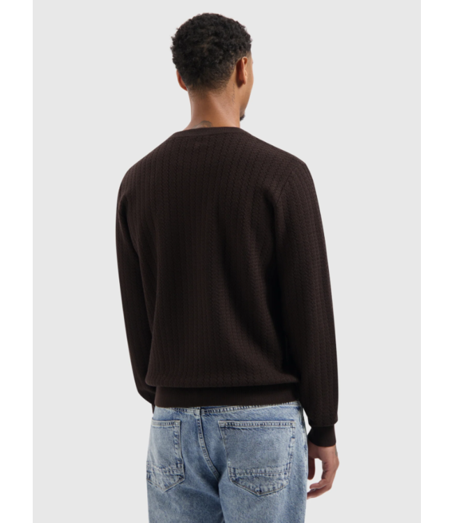 Pure Path Pure Path Jacquard Structure Knit Sweater Dark Brown
