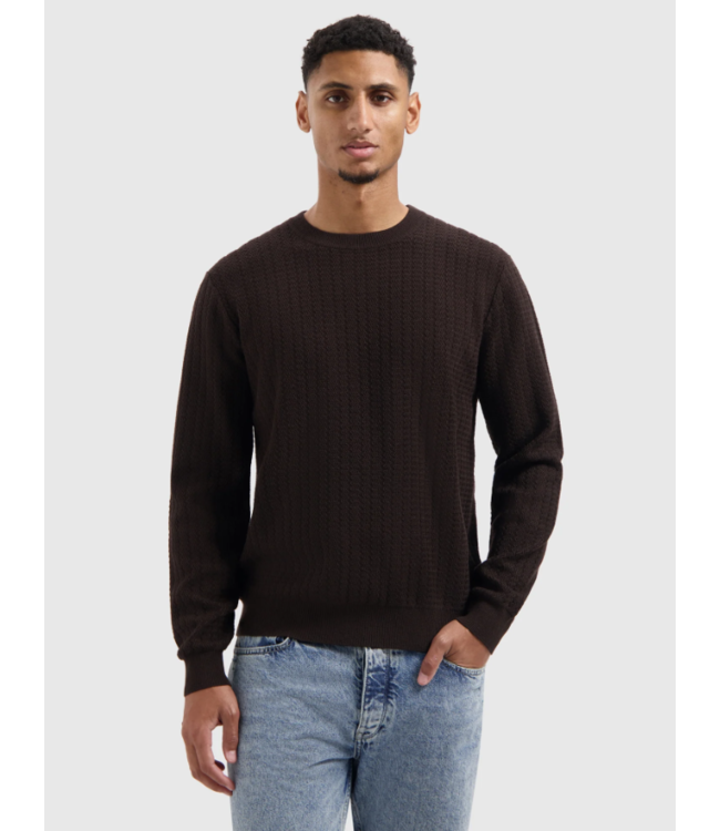 Pure Path Pure Path Jacquard Structure Knit Sweater Dark Brown