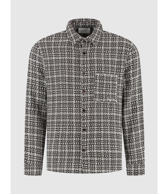 Pure Path Pure Path Structured Checked Overshirt Art.25030206 Dark Brown