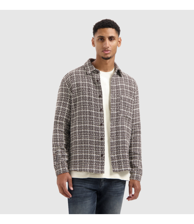Pure Path Pure Path Structured Checked Overshirt Art.25030206 Dark Brown