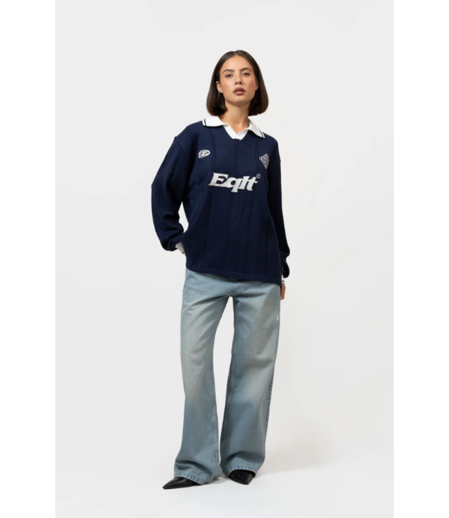 Equalité Equalite Knit Jersey Longsleeve Polo -Navy