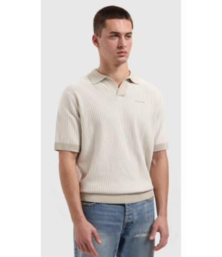 Pure Path 26010807 Polo Gebreid Met Laddersteek - Sand